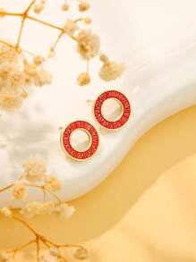 1set/3pcs 2025 New Roman Digital Ring Buckle Gold Color Stainless Steel Zirconia Necklace Earrings Wedding Jewelry Set