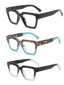 3pcs Fashion Oversized Reading Glasses, High Definition Presbyopic Glasses With Flexible Temples, Great Mother's Day Gift