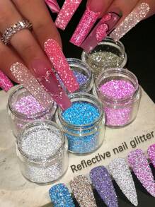 10g Shiny Reflective Diamond Nail Glitter Powder Silver Holographic Micro Drill Dazzling Crystal Gel Polish Manicure Pigment ,Reflective Silver Nail Powder Flash Disco Diamond Chrome Pigment Dipping Powder Nail Glitter Rhinestone Sequins - Multicolor - View 14