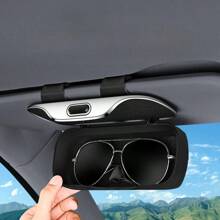Hộp đựng kính thời trang gắn trên tấm che nắng ô tô, hộp sắp xếp kính mắt cho xe hơi, hộp bảo vệ kính mắt unisex. - màu đen - Xem 4
