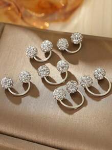 1PC S999 Sterling Silver Shambhala U-Shaped Double Diamond Navel Nail, Navel Button,Belly Ring,Body Piercing Jewelry,6mm,8mm,10mm