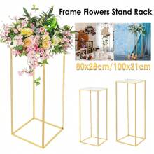 80-100cm Metal Acrylic Flower Stand Pedestal Plinth Display Cake Holder Wedding - Gold - View 1