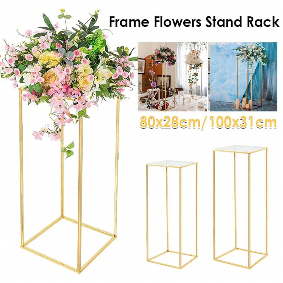 80-100cm Metal Acrylic Flower Stand Pedestal Plinth Display Cake Holder Wedding - Gold - View 1