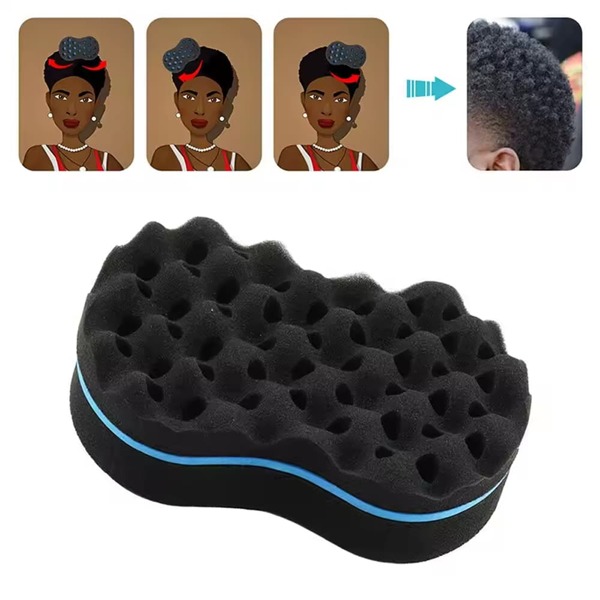 1 pièce Éponge pour cheveux bouclés, brosse à couper les cheveux, éponge magique de coiffure à torsade, brosse à ébarber les cheveux cassés, éponge double face grande. Outils capillaires, produits et accessoires capillaires pour barbier, salon de beauté, essentiels de voyage