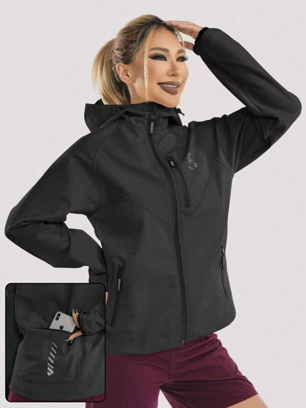 wulibike Veste Softshell Wulibike pour femme, veste de cyclisme imperméable, veste de course en polaire, veste fonctionnelle respirante, veste de randonnée coupe-vent avec capuche, coupe-vent chaud