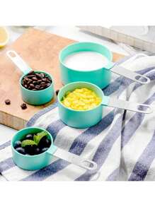 4/8 件/套不锈钢手柄多功能塑料量匙、量杯、带刻度量匙套装、烹饪和烘焙工具、家庭和学校必备厨房小工具