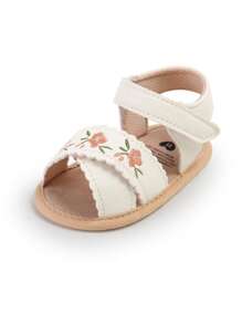 Infant Toddler Infant Girls PU Leather Soft Open Toe Summer Sandals Flower Princess Flat Shoes