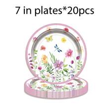 Ensemble jetable de fournitures de fête sur le thème du papillon pour le printemps/été, comprenant des assiettes en papier, des gobelets et des serviettes. Convient pour les rassemblements familiaux, les anniversaires, les mariages et les pique-niques en extérieur