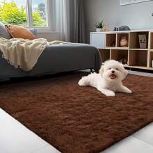 Area Shag Rug For Living Room Bedroom Nursery Room, Machine Washable Fluffy Shaggy Runner Rugs With Rubber Backing For Kitchen Dining Room, Indoor Aesthetic Decor Fuzzy Thick Modern Carpet For Entryway Laundry Room Game Room - 咖啡棕 - 查看 7