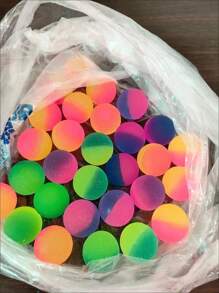 10 件彩虹弹力球 - 完美的派对礼物和生日礼物！小尺寸（随机图案）、派对礼物、生日派对礼物、弹力球、弹力球玩具、针法派对装饰、迷你球 - 雙色 - 查看 13