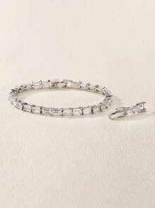 1 件精致几何锆石铜银手链，适合男士日常佩戴、外出和活动 - 簡約 - 查看 3