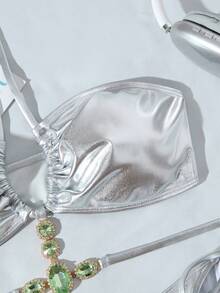 Women Swimwear Set, Summer Two Pieces Bikini Swimwear - Silver - View 5