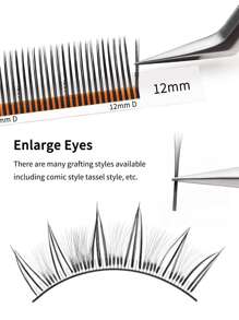 Winky Beauty 12 pares de racimos de pestañas florales 5D de estilo de hada, de rápido florecimiento, adecuadas para cosplay, cómics, anime, Halloween, etc. Hebras suaves, material de visón, pestañas individuales esponjosas, volumen en forma de C, pestañas postizas, herramienta de maquillaje, para artistas de pestañas y salones, 0.07mm, forma D, longitud de 8-15mm