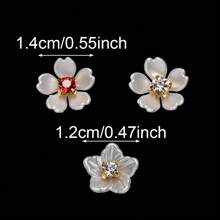 30pcs Acrylic Shiny Red Rhinestone Faux Pearl Flat Back Flower Beads For Jewelry Making Decorative Clothes Craft DIY Jewelry Handcraft Sewing - Five-petal Flower With Diamond Patch - View 4