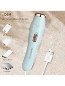 女士三合一可充电电动剃须刀 - 电动剃须刀、便携式电动修剪器、男女通用、剃须刀、脱毛器、可充电无线款、全身脱毛、无痛修剪器，适用于面部、鼻部、眉毛、胡须、手臂、腿部、腋下和比基尼区域 (150mAh) - 彩色 - 查看 10