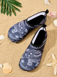 女士轻便防滑涉水鞋，软底，防水沙滩鞋，适合 2025 年夏季 - 黑與白 - 查看 4