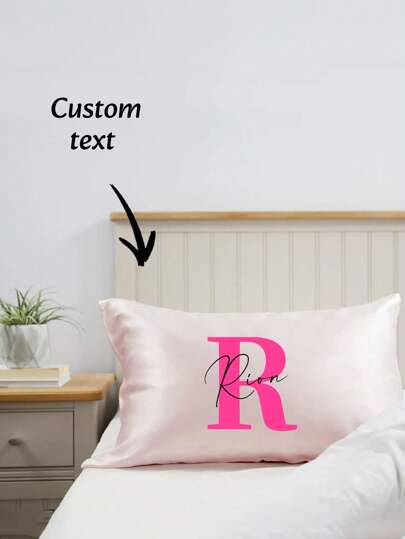 1pc Personalized Pillow Case, Name Pillow Cover, Valentine's Day Personalized Gift, Valentine's Day Pillow Case, Custom Satin Pillowcase