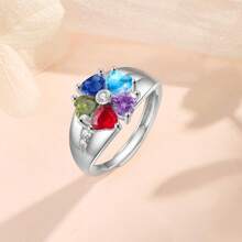 1pc Personalized Birthstone Ring, Anniversary Gift, Family Gift For Her, Christmas Gift For Mom, Heart-Shaped Birthstone Ring, Elegant Ring, Minimalist Ring, Anniversary Gift, Gift For Mom, Christmas Gift For Her - Multicolor - View 10