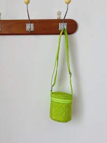 1pc Children's Rhombus Pattern Bucket Shoulder Bag, Unisex Daily Crossbody Bag - A - View 10