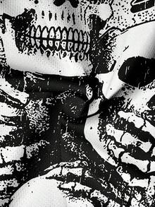 男士炫酷时尚骷髅印花圆领 T 恤 - 黑色 - 查看 6