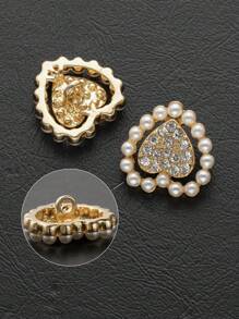 5 件/包时尚镂空双心形水晶珍珠金属纽扣，百搭开衫毛衣外套夹克鞋帽礼盒 DIY 缝纫首饰配件 - 彩色 - 查看 4