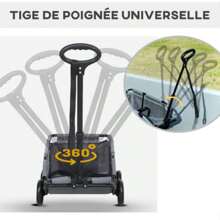 PawHut Poussette pour chien, poussette chien pliable à 4 roues, avec tige de poussée réglable, sac de rangement, coussin lavable, pour chiens miniatures jusqu'à 4 kg, gris - Gris - Voir 4