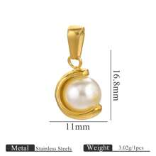 1 chiếc mặt dây chuyền ngọc trai giả đúc thời trang Baroque bằng thép không gỉ có thể xoay, phụ kiện vòng cổ thủ công đơn giản, thanh lịch, thích hợp cho các dịp hàng ngày và đám cưới - Mặt dây chuyền ngọc trai - Xem 10