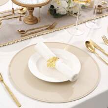 4pcs/6pcs Solid Color Round Thick Leather Heat-Resistant Coasters, Hotel & Restaurant Decorative Items, Suitable For All Seasons, Party, Festival & Gathering Insulation Pads, Placemats - Round Leather - View 6