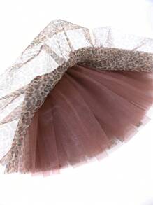 Young Girl Tulle Leopard Print TUTU Skirt - Brown - View 4