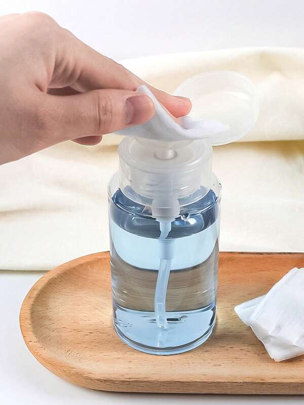 1pc 60ml/80ml/100ml Nail Art Press Bottle, Alcohol Nail Polish Remover Cleansing Water Refillable Bottle, Large Capacity Makeup Remover Empty Bottle Containers For Cosmetics