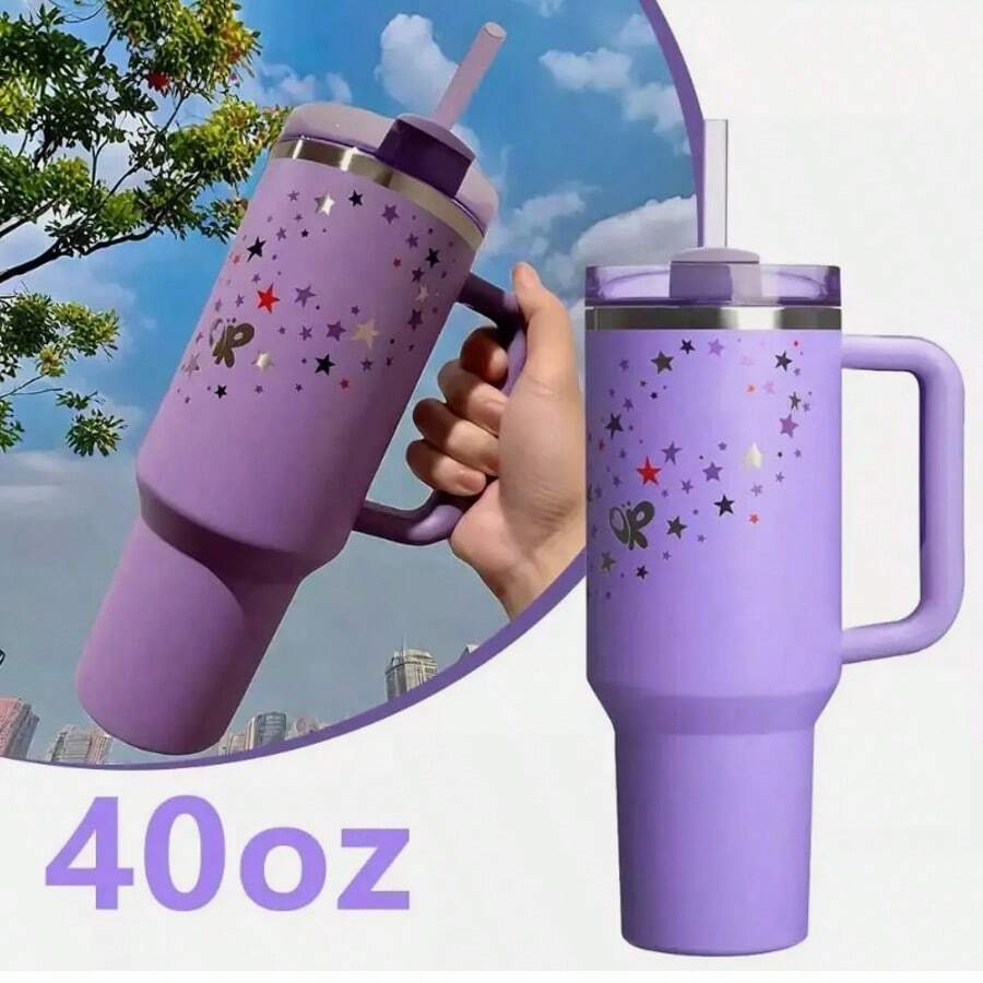 H2.0 Stainless Steel Vacuum Insulated Tumbler With Lid And Straw For Water, Iced Tea Or Coffee, Smoothie And More, Shale, 40 OZ / 1.18 L 40 Oz H2.0 Tumbler With Handle, Double Walled Vacuum Insulated Stainless Steel Water Bottle - 紫色 - 查看 1