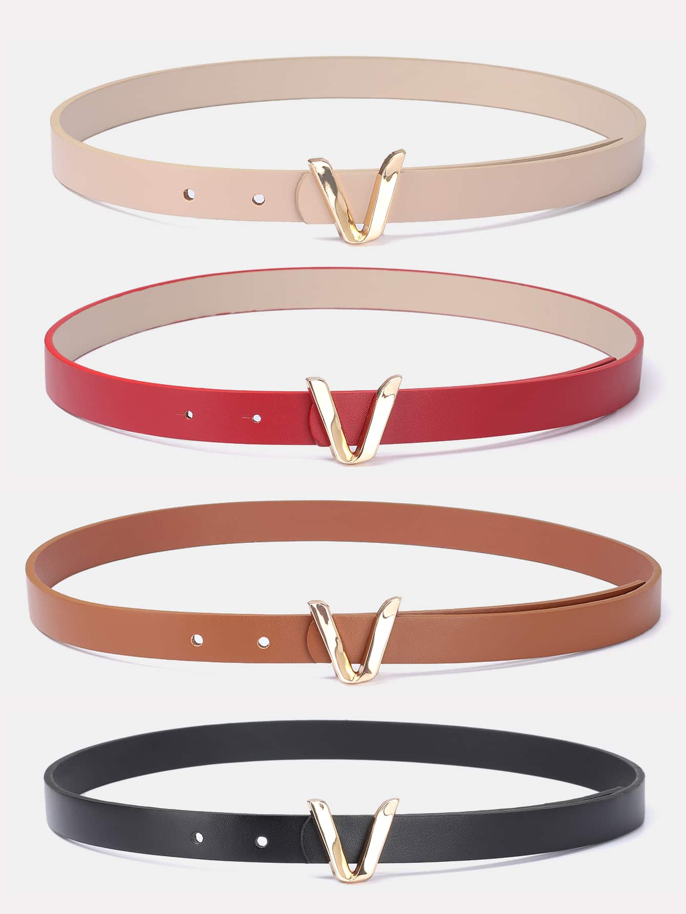 1pc Solid Color Casual Polyurethane (PU) Ladies Decorative Belt With Letter Buckle, Suitable For Everyday Wear