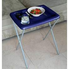 Folding TV Tray Table Set Of 2 Flag Blue 17 X 22 X 26 Inches Portable Indoor-Outdoor Glamping Trays With Space For TV Dinners Laptop Utensils And Drinks