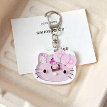 Sanrio 1 pieza Llavero con gatito de dibujos animados que se mueve, dije adorable de gato para mochilas y bolsos, regalo perfecto para cumpleaños, Pascua, accesorios adorables (estilo aleatorio)