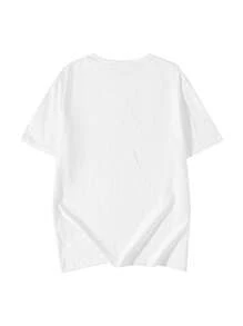 女式夏季新款休闲橙色印花圆领白色短袖T恤，时尚百搭日常上衣 - 白色 - 查看 4