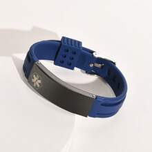 1 pezzo Bracciale regolabile in acciaio inossidabile e silicone con inciso il simbolo IP medico personalizzato, unisex per uso casual, per la Festa del papà, regalo per amici