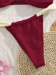 New Soft Padded Thick Strap Elegant Party Bikini Set, Women Summer Beach Fashion Swimwear