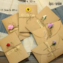 20 piezas surtidas de tarjetas de felicitación de flores hechas a mano de papel kraft retro, adecuadas para el Día de San Valentín, el Día de la Madre, cumpleaños - Multicolor - Ver 9