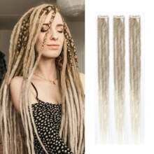 3 Piezas de extensiones de rastas sintéticas rectas de 24 pulgadas con doble extremo, hechas a mano, suaves, de estilo reggae hippie, para mujeres
