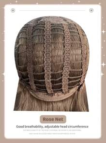 1 Synthetic Heat-Resistant Long Curly Chocolate-Brown Wig ,With Bangs, 24 Inches Long, Made Of Fiber, Suitable For Daily Use, Natural And Realistic Fake Hair - Linen Brown - View 4