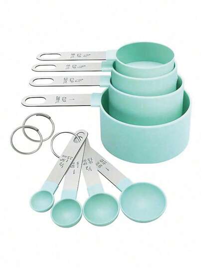 4/8pcs/Set Stainless Steel Handled Multi-Functional Plastic Measuring Spoons, Measuring Cups, Scaled Measuring Spoons Set, Cooking And Baking Tool, Essential Kitchen Gadgets For Home And School