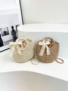 女孩度假风格抽绳扣单肩斜挎包