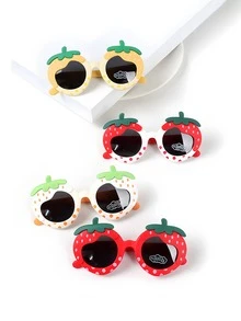 1 件儿童草莓形时尚眼镜 2025 新款时尚装饰眼镜，适合 3-8 岁女孩，日常休闲