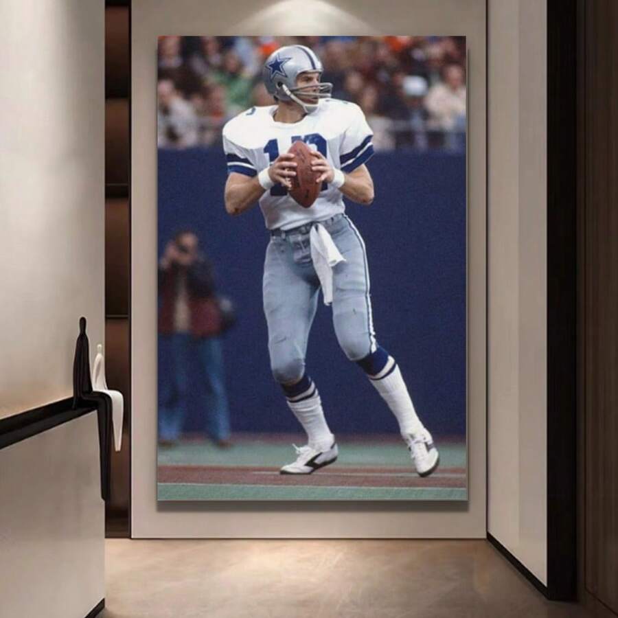 Framed Hangyao Roger Staubach Rugby Star Poster Art Canvas Painting Decor Wall Print Photo Gifts Home Modern Decoratives
