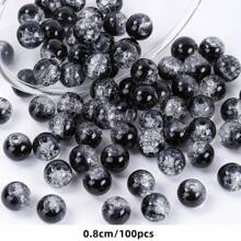 100pcs 6-8mm Creative Black And White Acrylic Cracked Beads, Suitable For Women, DIY Bracelets, Necklaces, Jewelry Materials,Suitable For Holiday Beading