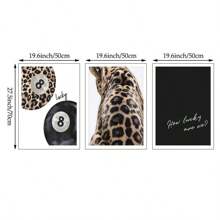 1/3 件豹纹猎豹壁画 8 球幸运帆布印刷画黑白海报学院风奢华装饰适用于卧室、客厅或宿舍墙壁装饰无框 - 彩色 - 查看 8