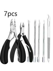 1/2/3/5/7/8pcs Manicure Tools & Ingrown Nail Clipper Kit, Nail Cutter, Nail Clipper, Nail File, Cuticle Nipper With Pusher, Callus Remover, Stainless Steel Double-Head Pusher, Nail Scraper, Nail File, Professional Pedicure Manicure Set