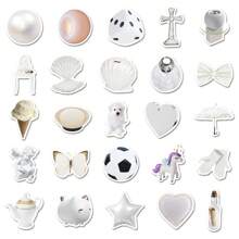 50pcs White Cream Cute Style Stickers, Elegant & Fresh, Suitable For Seal Sticker, DIY Scrapbooking, Gifts