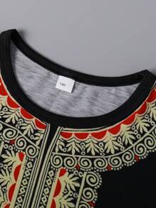 2pcs/Set Boys' Printed Short Sleeve T-Shirt And Shorts Set, Summer Vacation Casual Outfit For Toddler And Big Kids - Black - View 3