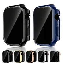 Funda de privacidad compatible con Apple Watch de 46mm, 42mm, 44mm, 45mm, 41mm, 40mm, [antiespionaje] protector de pantalla de vidrio templado, funda dura de PC compatible con Apple Watch Series 10, 9, 8, 7, 6, 5, 4, SE, Ultra/Ultra 2 - multicolor - Ver 1